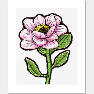 Pink Flower Drawing Posters and Art